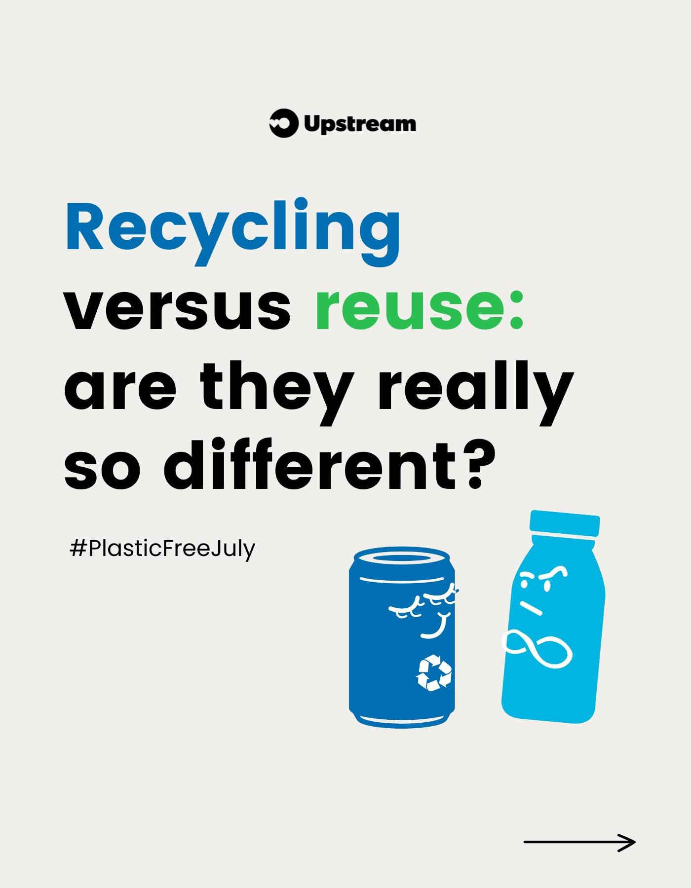 ☀️🌊 This #PlasticFreeJuly, we&rsquo;re spotlighting a common myth: that recycling is the best solution to single-use plastic waste. When it comes to real impact, reuse takes the lead.

So, we sat recycling and reuse down together to talk out their d